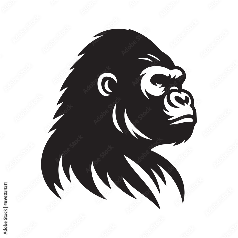 Gorilla Silhouette: Shadows of the Wild, Black Outlines Expressing the Essence of Jungle Life - Minimallest black vector gorilla face Silhouette
Gorilla Silhouette: Shadows of the Wild, Black Outlines Expressing the Essence of Jungle Life - Minimallest black vector gorilla face Silhouette