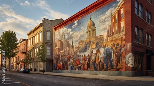 Artistic mural depicting the history and spirit of Baltimore's Hon culture photo