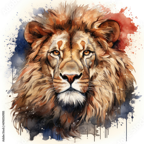 watercolor Lion USA FLAG clipart, Generative Ai