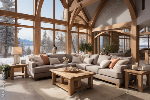 Sunlit Serenity  Bright and Airy Living Room with Expansive Windows and Natural Views