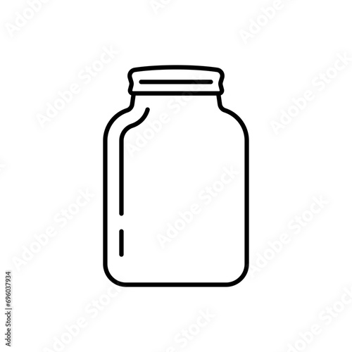 Jar icon. Black contour linear silhouette. Editable strokes. Front side view. Vector simple flat graphic illustration. Isolated object on a white background. Isolate.
