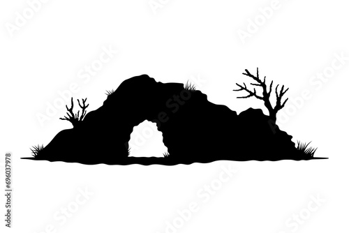 Cave icon. Black silhouette. Horizontal front view. Vector simple flat graphic illustration. Isolated object on a white background. Isolate.