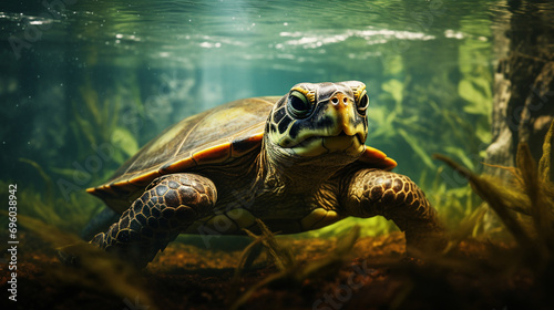  turtle wide eyes swimming underwater © VSzili