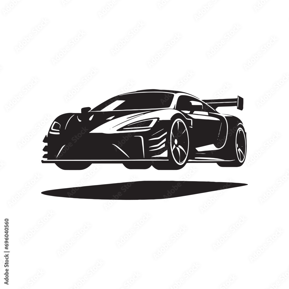 Naklejka premium Car Silhouette: Cityscape Rides - Urban Car Shadows Perfect for Metropolitan Designs - Minimallest black vector vehicle Silhouette 