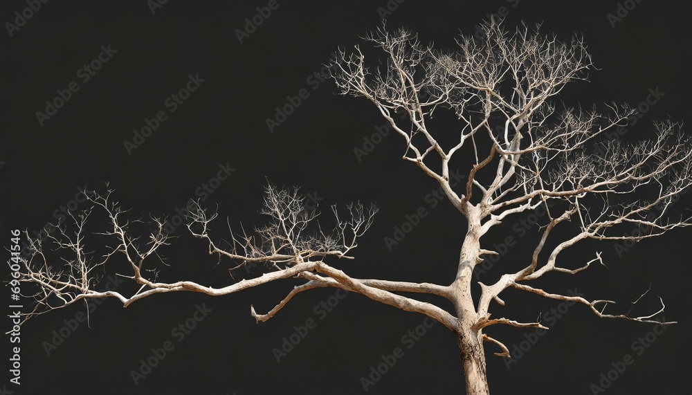 branch of dead tree on white background with clipping path - obrazy, fototapety, plakaty 