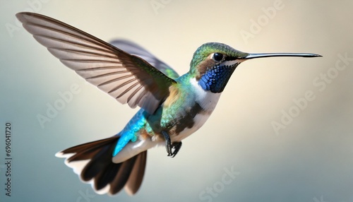 beautiful hummingbird in flight on white background ai generated