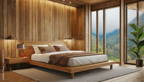 modern wooden style bedroom interior design