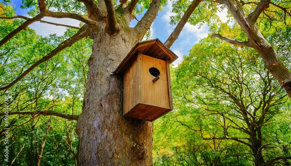 bat box in tree wildlife conservation in nature reserve forest