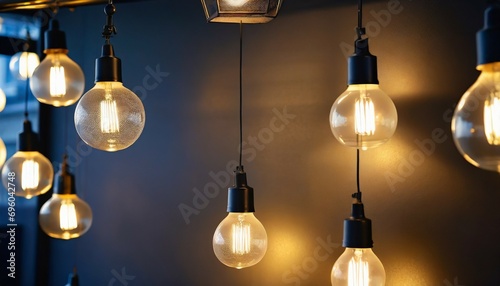 hanging and floor lamps light in the dark light bulbs generative ai background