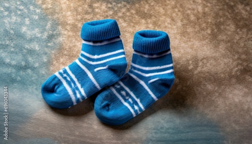 blue baby socks on a textured background