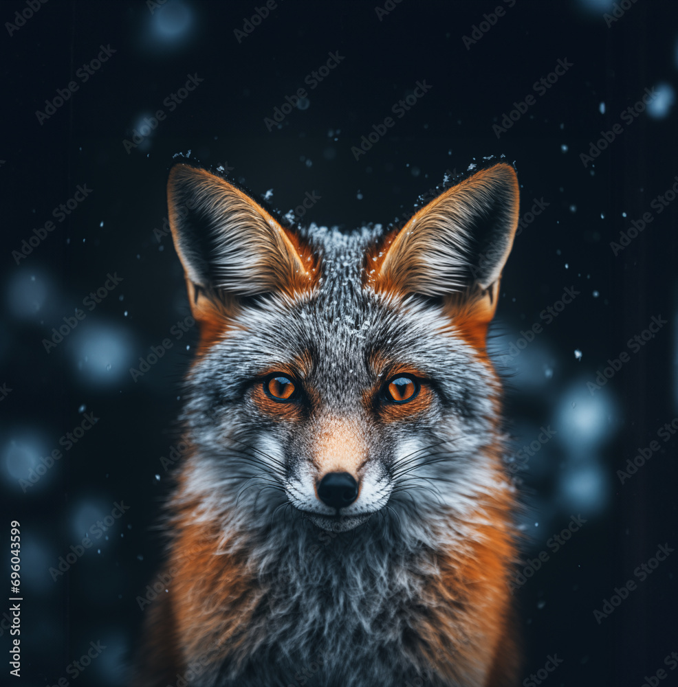 Russian fox in winter at night Russian fox in winter at night