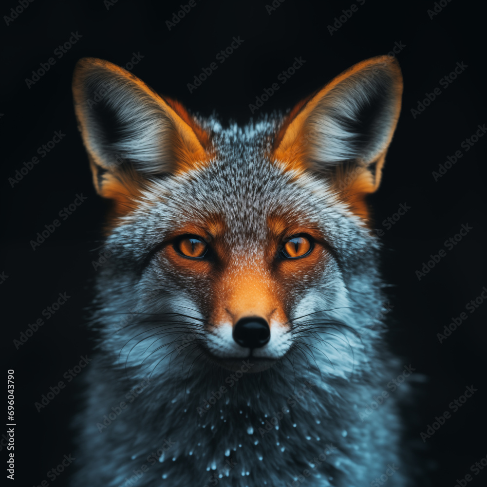 Russian fox in winter at night Russian fox in winter at night