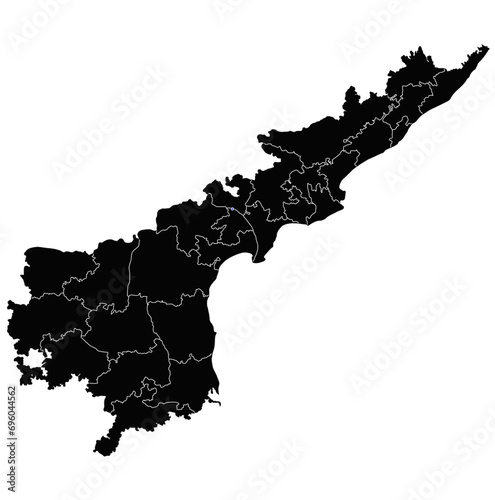 Andhra Pradesh Black Silhouette Map vector illustration on white background photo