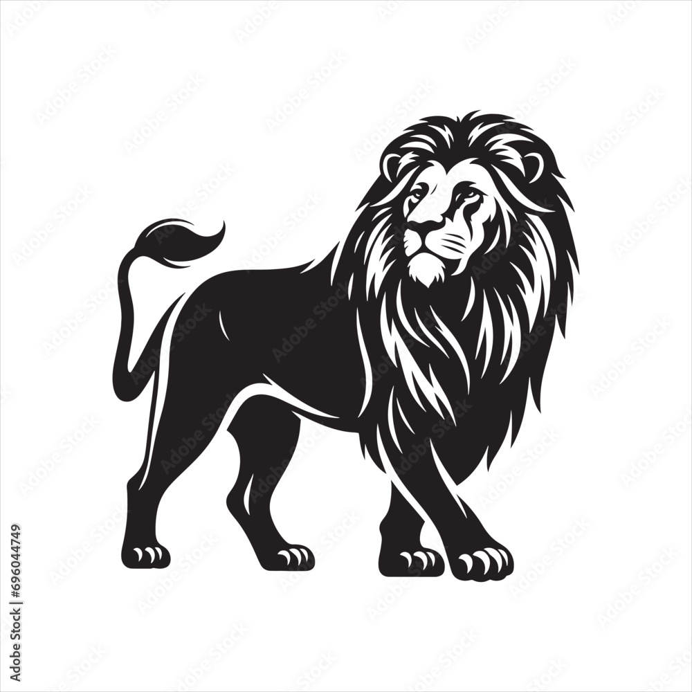 Lion Silhouette: Graceful and Striking Outlines Convey the Majesty of the Fabled Jungle Monarch - Minimallest lion black vector Silhouette
