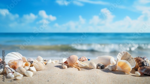 A stunning background that includes sand and seashells