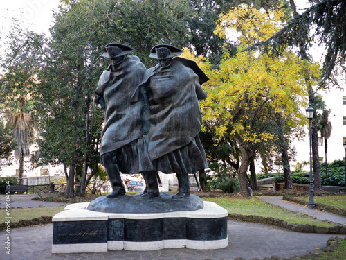 Roma, giardini del Quirinale, statua raffigurante una pattuglia di Carabinieri nella tormenta. photo