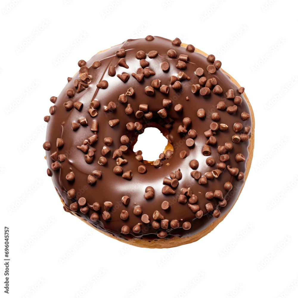 Delicious Chocolate Donut Isolated on a Transparent Background Delicious Chocolate Donut Isolated on a Transparent Background