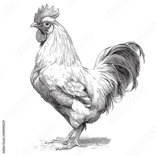 Farm Rooster sketch hand drawn in doodle style Farming Vector