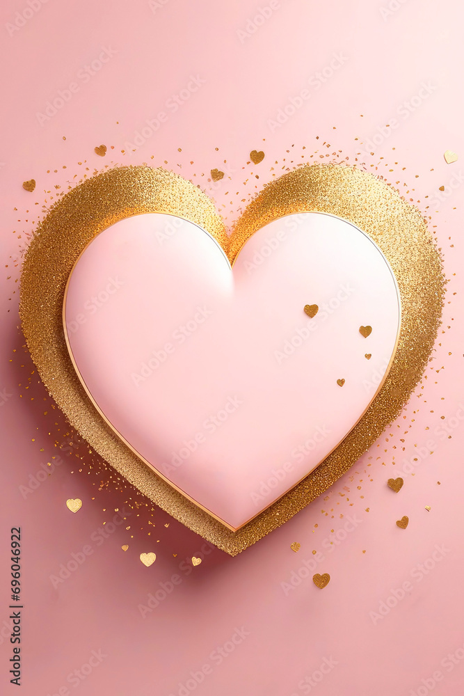 Valentine's Background mockup with heart and shining on a light pink background.