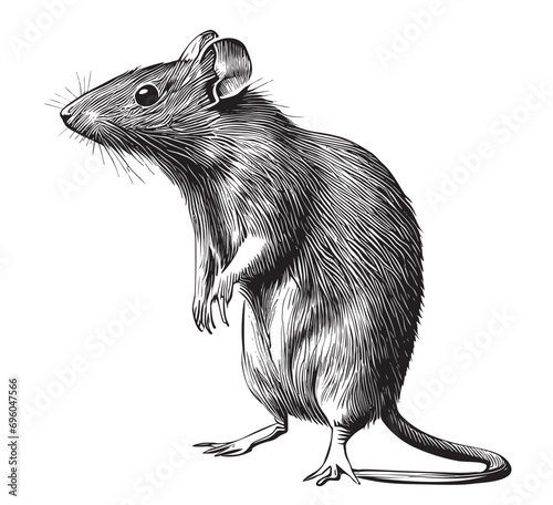 Cute rat hand drawn sketch illustration Wild rodents