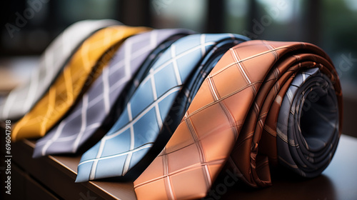 A stack of ties, rolled up embodies quiet luxury © mikhailberkut