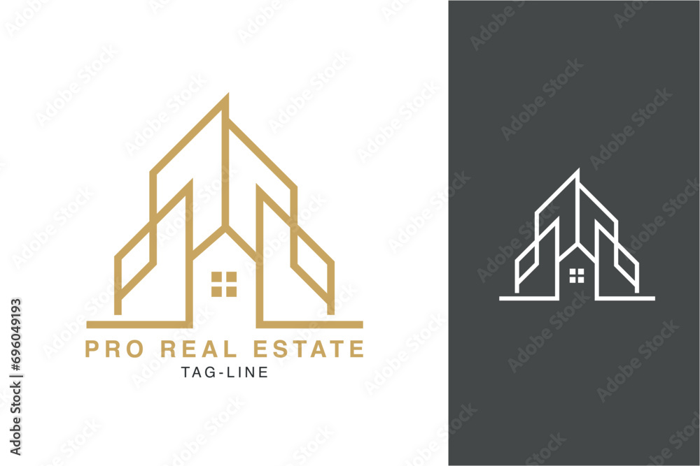 Line art Minimal Logo design of house/ home/ buildings and Real Estate