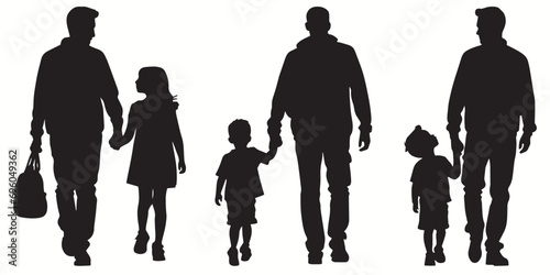 Dad silhouettes and icons. Black flat color simple elegant white background Dad vector and illustration.