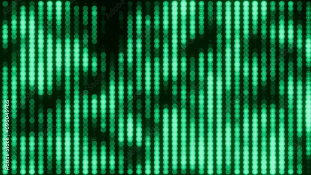 Abstract pixelated dotted blinking green lights on dark background, looped Abstract pixelated dotted blinking green lights on dark background, looped