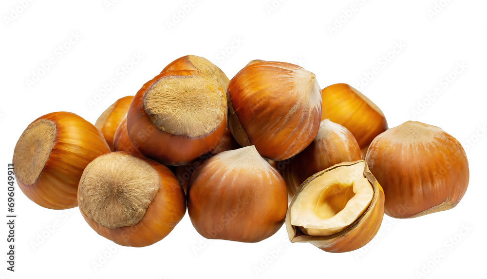 Hazelnuts with leaves cut out Hazelnuts with leaves cut out