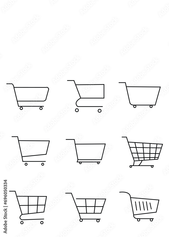 Set of 9 Shopping Cart icon vector. Cart button set.eps file. Set of 9 Shopping Cart icon vector. Cart button set.eps file.