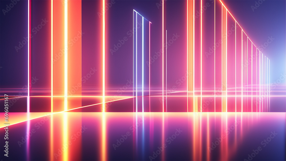 3d render, abstract urban background with glowing neon light, Ai generated