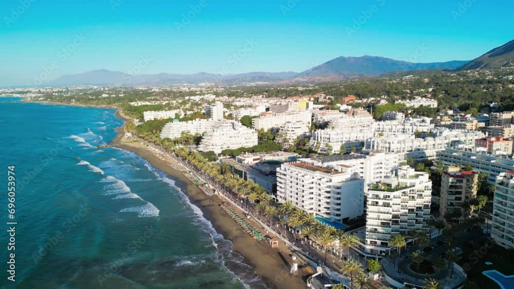 Marbella, Andalusia. Beauiful aerial view of cityscape along the coast at dawn Marbella, Andalusia. Beauiful aerial view of cityscape along the coast at dawn