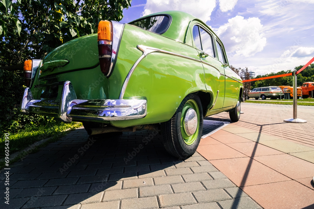 Moskvich-402 car made in USSR 1950s. Retro auto Moskvich 402 parked on ...