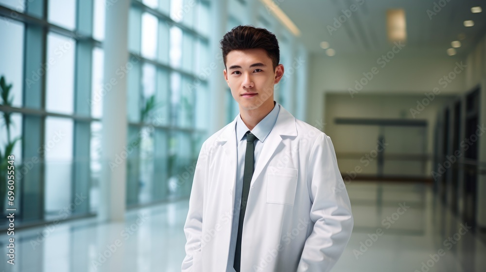 male doctor wearing labcoat standing and smiling