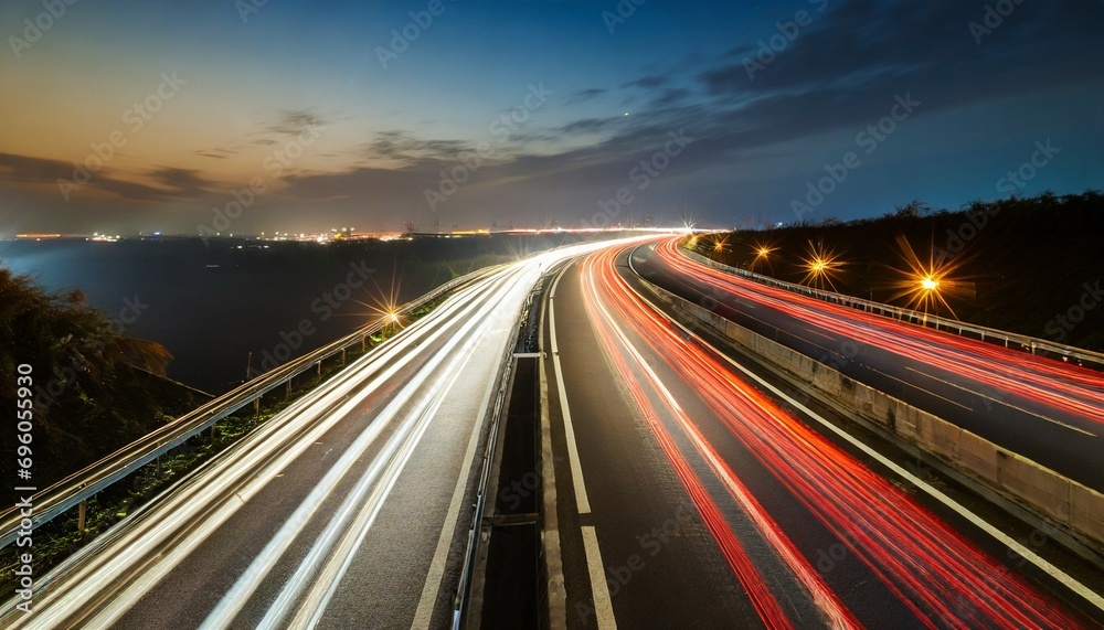 a long exposure photo of a highway at night generative ai