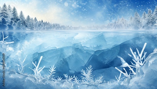 beautiful winter ice wallpaper blue background © Nathaniel