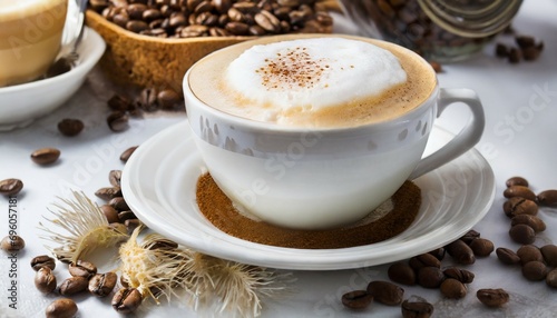 cappuccino and milk foam close up view generative ai image © Nathaniel