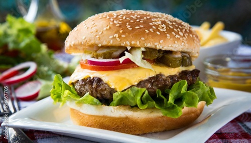 delicious hamburger with cheese