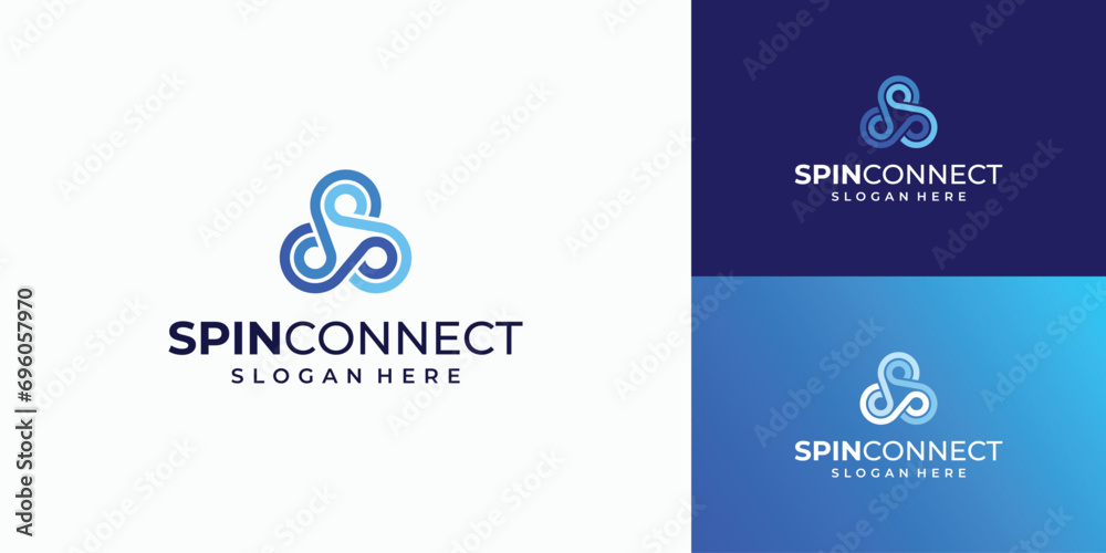 Rotating connection circle logo design - obrazy, fototapety, plakaty 