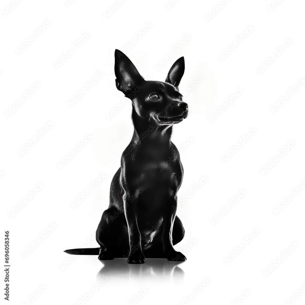 Chihuahua silhouette isolated on white background.