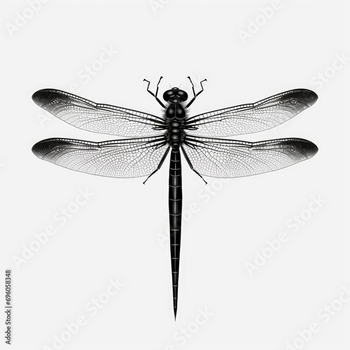 Dragonfly silhouette isolated on white background
