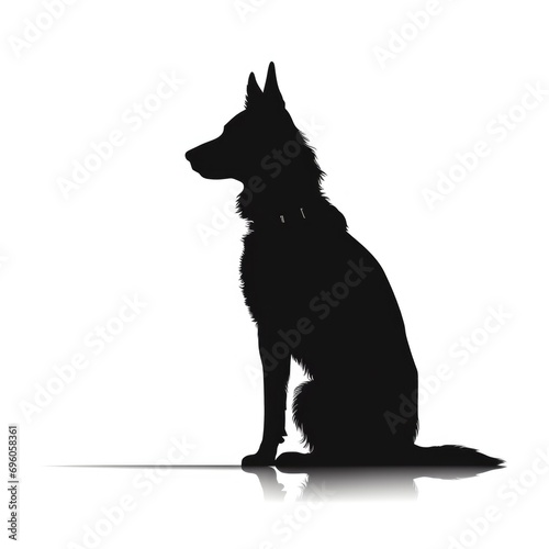 German shepherd silhouette isolated on white background.