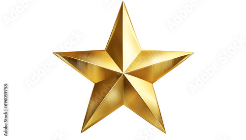 Metallic golden star isolated on transparent background