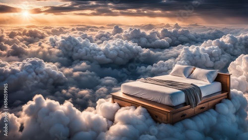 A bed in the clouds. A good dream photo