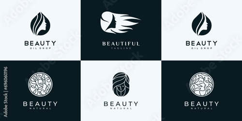 Set of beauty women logo with modern creative concept for company or business brand identity.