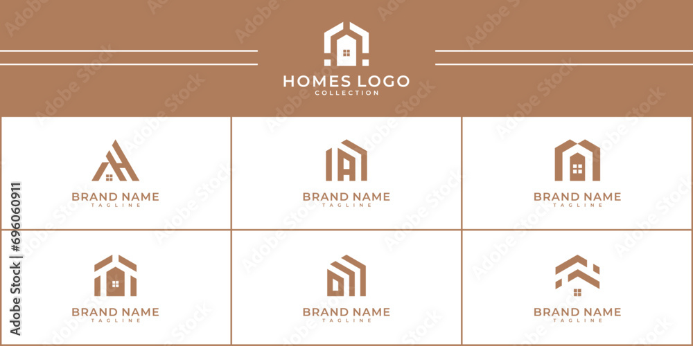 Obraz premium Set of letter A and Home real estate logo with modern creative concept for company or business brand identity.