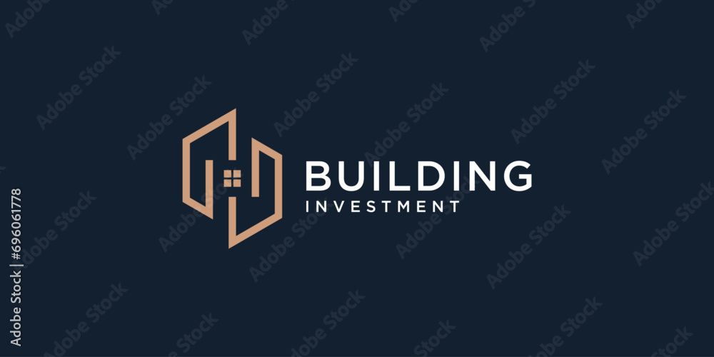 Creative real estate building minimalist logo design template Creative real estate building minimalist logo design template