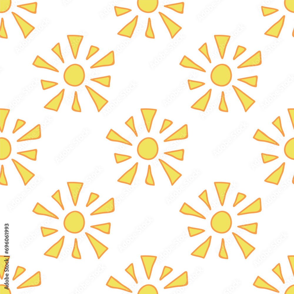 Seamless pattern with sun doodle for decorative print, wrapping paper, greeting cards, wallpaper and fabric Seamless pattern with sun doodle for decorative print, wrapping paper, greeting cards, wallpaper and fabric
