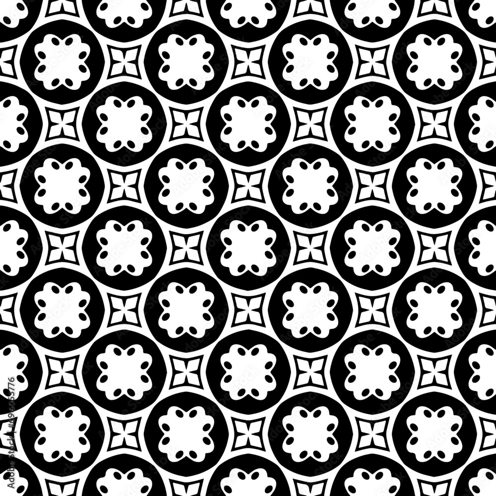 Seamless geometric repeating islamic patterns.
Black and white pattern texture. Mosaic ornaments.One color wallpaper. Seamless geometric repeating islamic patterns.
Black and white pattern texture. Mosaic ornaments.One color wallpaper.