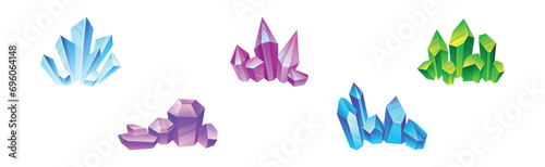 Colorful Crystal Gems and Jewel Minerals Vector Set